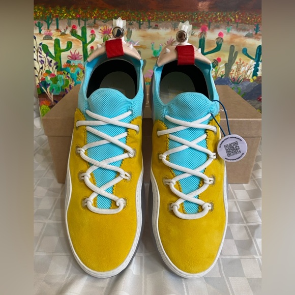 Christian Louboutin Arpoador Flat,Yellow& Blue, Suede, Men’s Size:EU44.5,US 11.5 - Picture 3 of 13